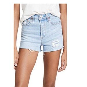 Levi’s Ribcage Distressed Medium Wash Women’s Jean Shorts Size 28 NWT